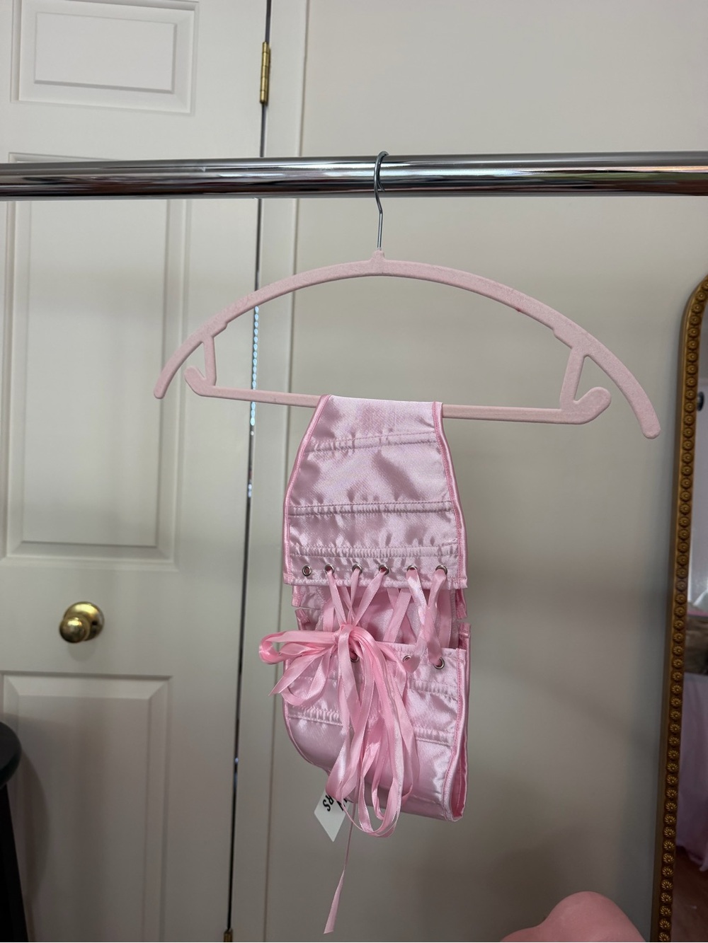 Urban Outfitters Light Pink Satin Corset-Style Organizer